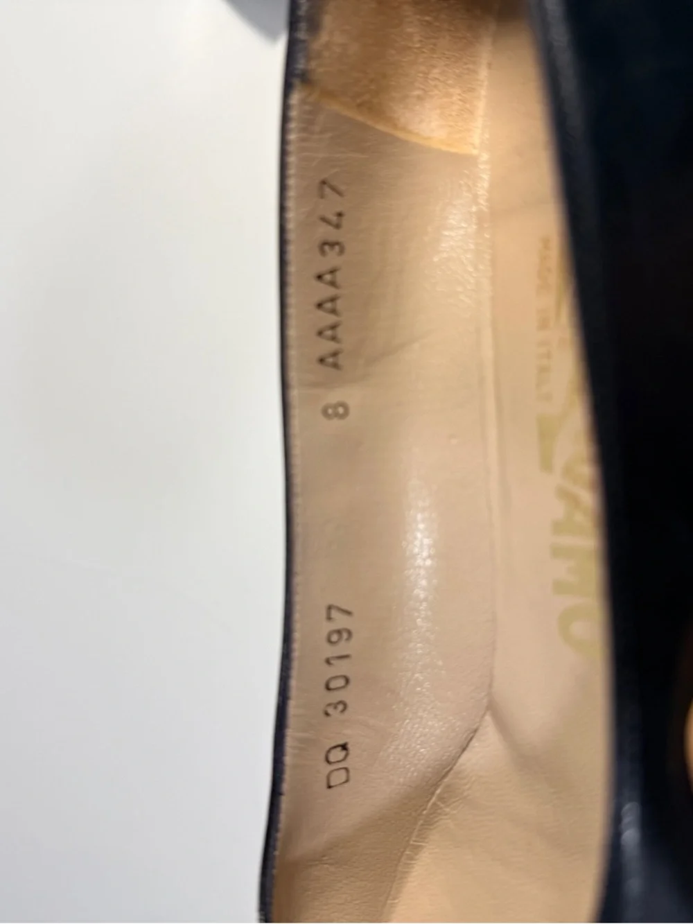Salvatore Ferragamo Black Leather Flats with Gold Twist Accente
